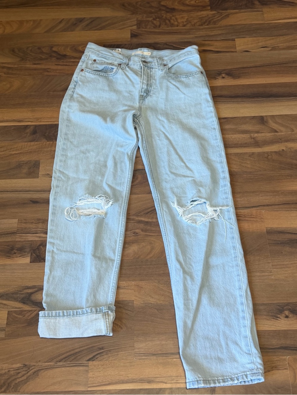 Levi's Light Blue Distressed Boyfriend Jeans